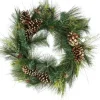 Wreaths-Kirkland's Home Golden Glitter Mixed Pine Christmas Wreath Green/Brown/Gold