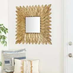 Framed Mirrors-Kirkland's Home Golden Leaves Metal Framed Mirror