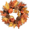 Wreaths-Kirkland's Home Golden Maple Pumpkins Harvest Wreath Orange/Red/Brown