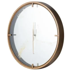Clocks-Kirkland's Home Golden Mirrored Marbling Wall Clock