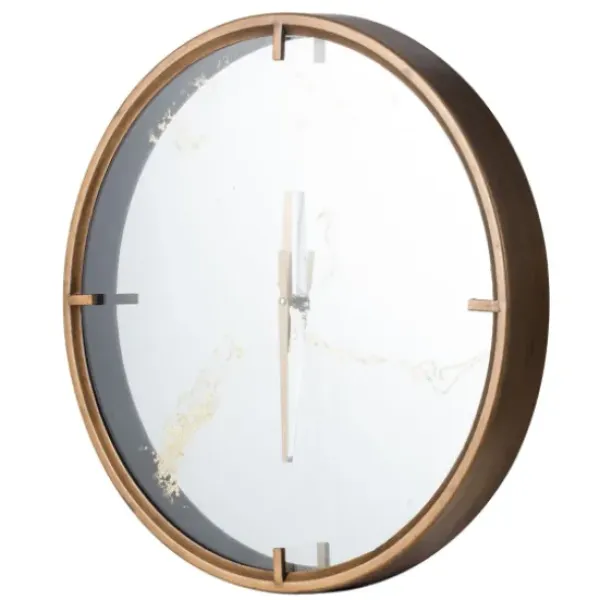 Clocks-Kirkland's Home Golden Mirrored Marbling Wall Clock