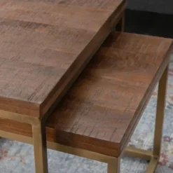 Coffee Tables-Kirkland's Home Golden Nesting 3-Pc. Coffee And Accent Table Set Brown