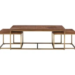 Coffee Tables-Kirkland's Home Golden Nesting 3-Pc. Coffee And Accent Table Set Brown