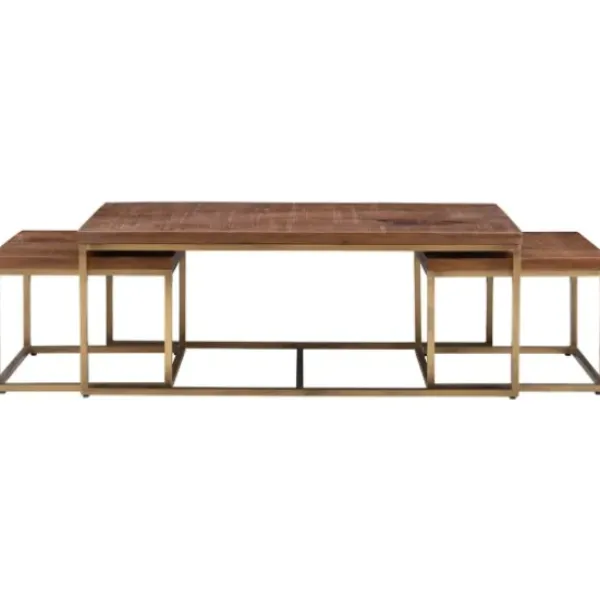 Coffee Tables-Kirkland's Home Golden Nesting 3-Pc. Coffee And Accent Table Set Brown