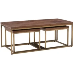 Coffee Tables-Kirkland's Home Golden Nesting 3-Pc. Coffee And Accent Table Set Brown