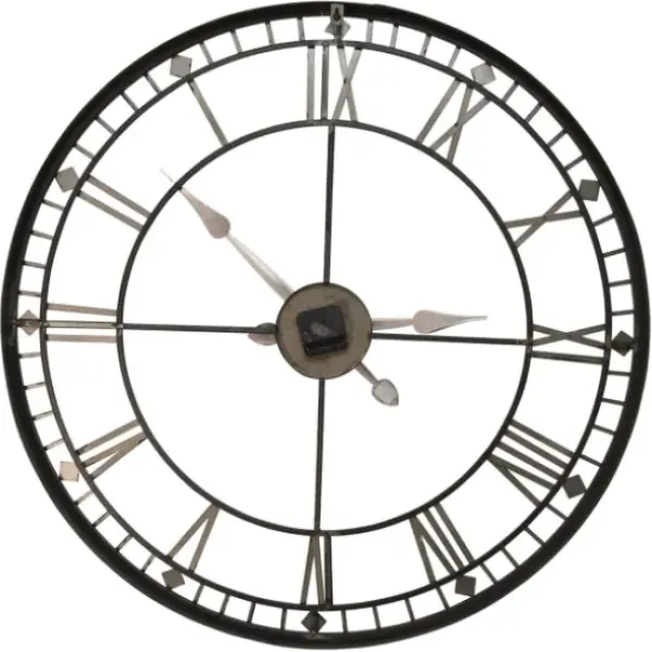 Clocks-Kirkland's Home Golden Open Face Industrial Wall Clock