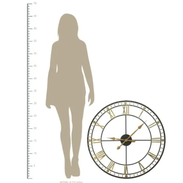 Clocks-Kirkland's Home Golden Open Face Industrial Wall Clock