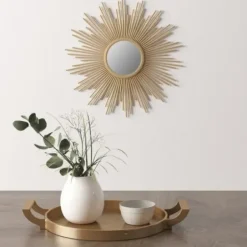 Decorative Mirrors-Kirkland's Home Golden Sunburst Small Decorative Wall Mirror