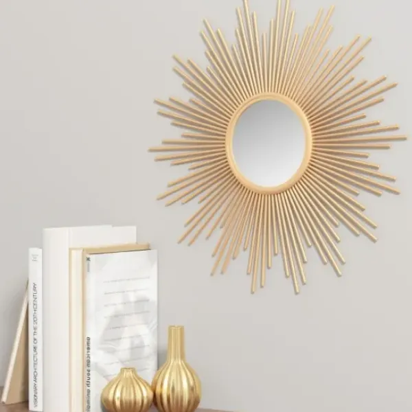 Decorative Mirrors-Kirkland's Home Golden Sunburst Small Decorative Wall Mirror