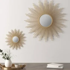 Decorative Mirrors-Kirkland's Home Golden Sunburst Small Decorative Wall Mirror