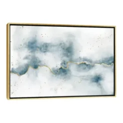 Framed Art-Kirkland's Home Golden Thread Abstract Canvas Framed Art White/Gray/Gold