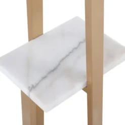Floor Lamps-Kirkland's Home Golden Triangle Marble Shelf Floor Lamp White