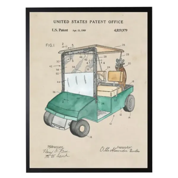 Framed Art-Kirkland's Home Golf Cart Patent Framed Art Print Tan