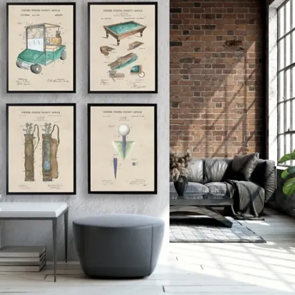 Framed Art-Kirkland's Home Golf Cart Patent Framed Art Print Tan