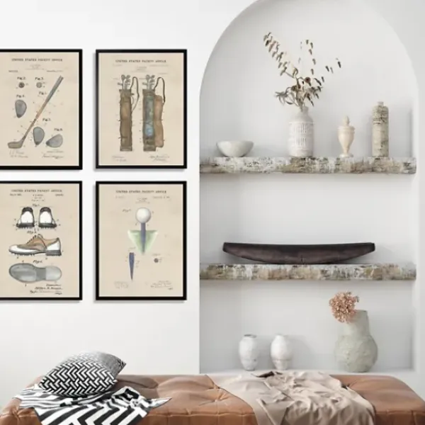 Framed Art-Kirkland's Home Golf Patents Framed Art Prints, Set Of 4 Brown/Multi