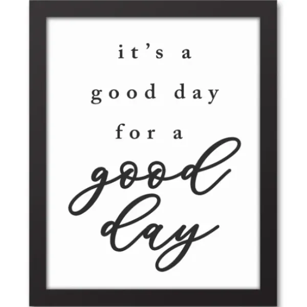 Wall Quotes & Signs-Kirkland's Home Good Day For A Good Day Framed Canvas Wall Plaque White/Black