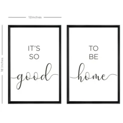 Wall Quotes & Signs-Kirkland's Home Good To Be Home Black Framed Art Prints, Set Of 2 Black/White