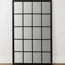 Full Length & Floor Mirrors-Kirkland's Home Grande Black Window Pane Leaner Mirror