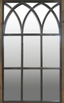 Decorative Mirrors-Kirkland's Home Grandview Arched Windowpane Mirror, 24X37.5 In. Brown