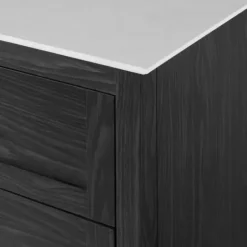 Cabinets & Sideboards-Kirkland's Home Graphite Wood Storage Buffet With Faux Marble Top Gray/White