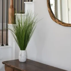 Arrangements & Greenery-Kirkland's Home Grass Arrangement In Crackled Cream Pot Green/Ivory