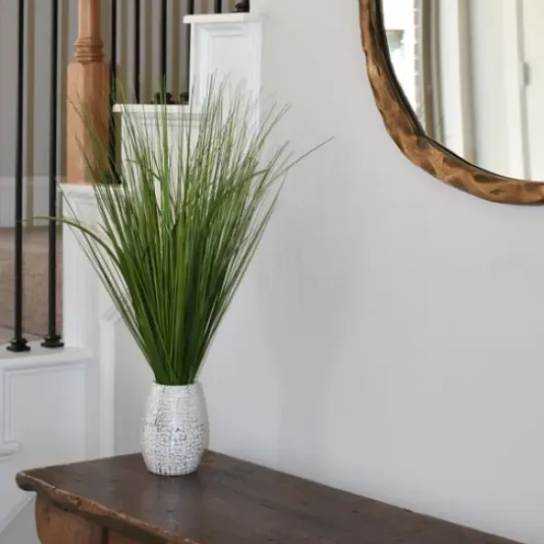 Arrangements & Greenery-Kirkland's Home Grass Arrangement In Crackled Cream Pot Green/Ivory
