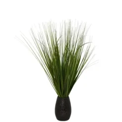 Arrangements & Greenery-Kirkland's Home Grass Arrangement In Crackled Black Pot Green/Black