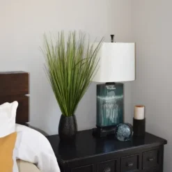 Arrangements & Greenery-Kirkland's Home Grass Arrangement In Crackled Black Pot Green/Black