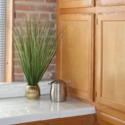 Arrangements & Greenery-Kirkland's Home Grass Arrangement In Gold Ribbed Pot Green/Gold