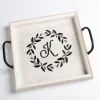 Decorative Trays-Kirkland's Home Grateful Whitewashed Wood Tray With Handles White/Black