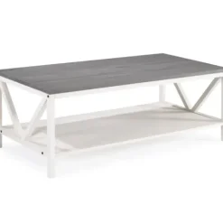 Coffee Tables-Kirkland's Home Gray And Barnwood Coffee Table White
