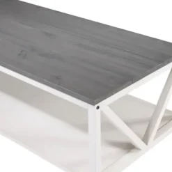 Coffee Tables-Kirkland's Home Gray And Barnwood Coffee Table White