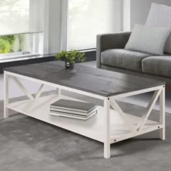 Coffee Tables-Kirkland's Home Gray And Barnwood Coffee Table White