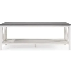 Coffee Tables-Kirkland's Home Gray And Barnwood Coffee Table White