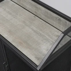 Kitchen Islands & Bar Carts-Kirkland's Home Gray And Black Mesh 2-Door Bar Cart