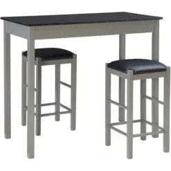 Dining Sets-Kirkland's Home Gray And Black 3-Pc. Stool And Table Set
