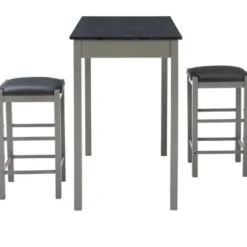 Dining Sets-Kirkland's Home Gray And Black 3-Pc. Stool And Table Set