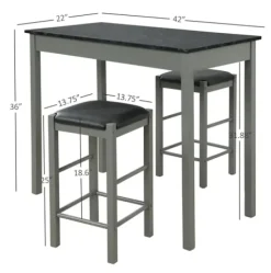 Dining Sets-Kirkland's Home Gray And Black 3-Pc. Stool And Table Set