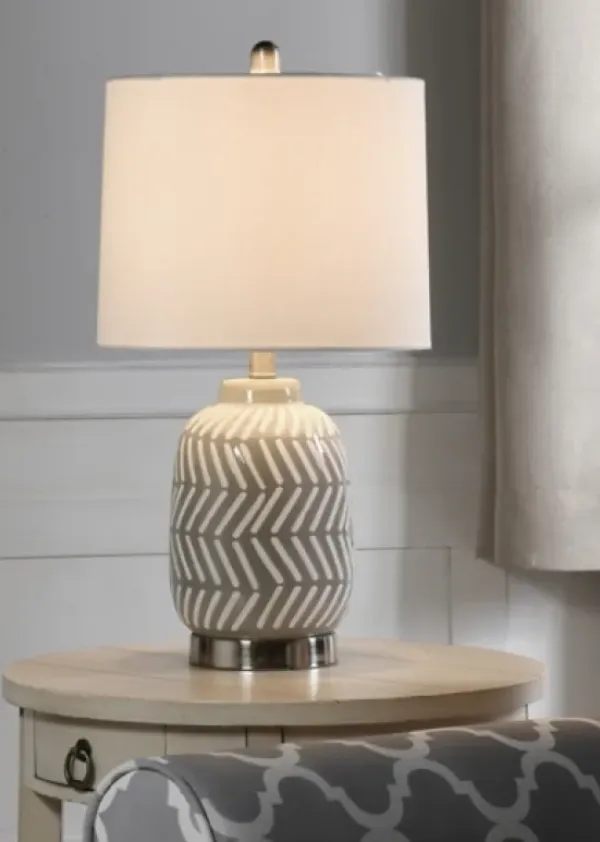 Table Lamps-Kirkland's Home Gray And Etched Table Lamp White