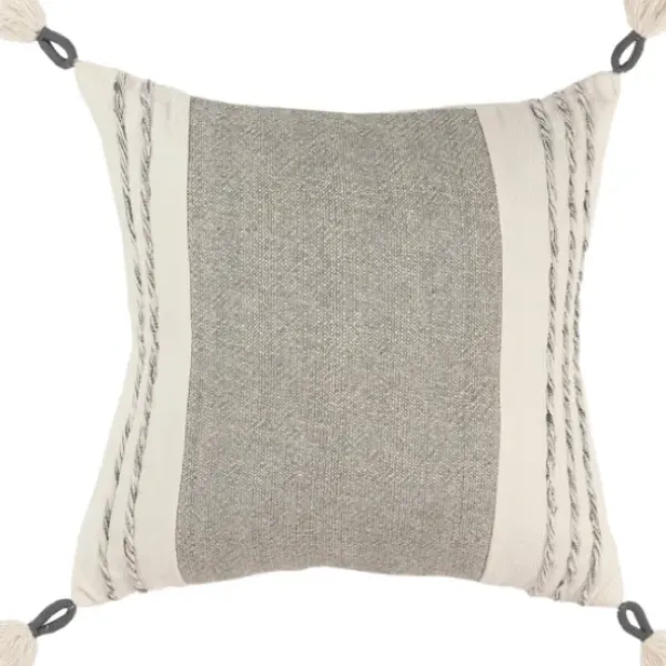 Pillows-Kirkland's Home Gray And Ivory Color Block Pillow Gray/Ivory