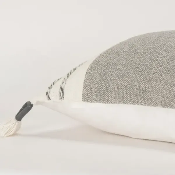 Pillows-Kirkland's Home Gray And Ivory Color Block Pillow Gray/Ivory