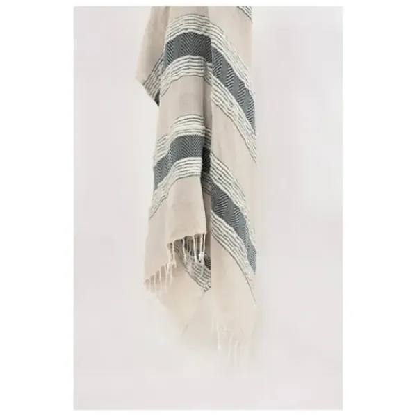 Blankets & Throws-Kirkland's Home Gray And Natural Colorblock Chevron Throw Gray/Tan