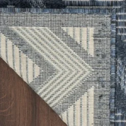 Outdoor Rugs-Kirkland's Home Gray And Navy Falling Ferns Outdoor Area Rug, 5X7 Gray/Blue