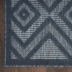 Outdoor Rugs-Kirkland's Home Gray And Navy Falling Ferns Outdoor Area Rug, 5X7 Gray/Blue