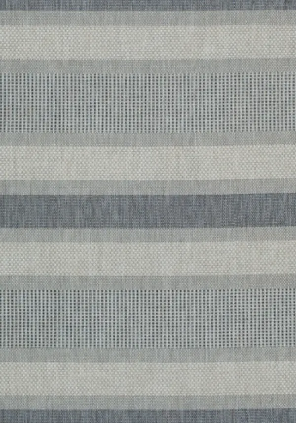Shower Curtains-Kirkland's Home Gray And Navy Striped Fringe Shower Curtain Gray/Blue