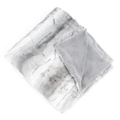 Blankets & Throws-Kirkland's Home Gray And White Animal Print Faux Fur Throw Gray/White