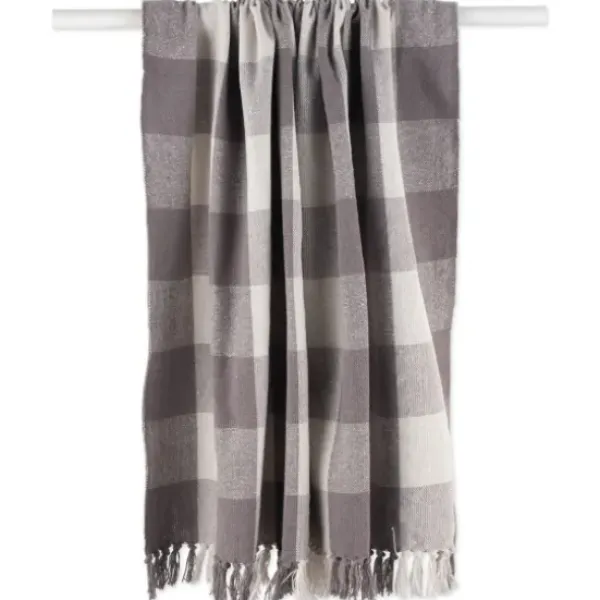 Blankets & Throws-Kirkland's Home Gray And White Buffalo Check Woven Fringe Throw Gray/White