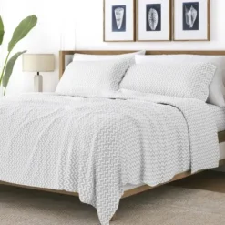 Bed Sheets-Kirkland's Home Gray And White Chevron 3-Pc. Twin Sheet Set Gray/White