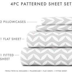 Bed Sheets-Kirkland's Home Gray And White Chevron 3-Pc. Twin Sheet Set Gray/White