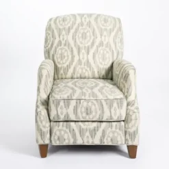 Accent Chairs-Kirkland's Home Gray And White Damask Upholstered Recliner Gray/White